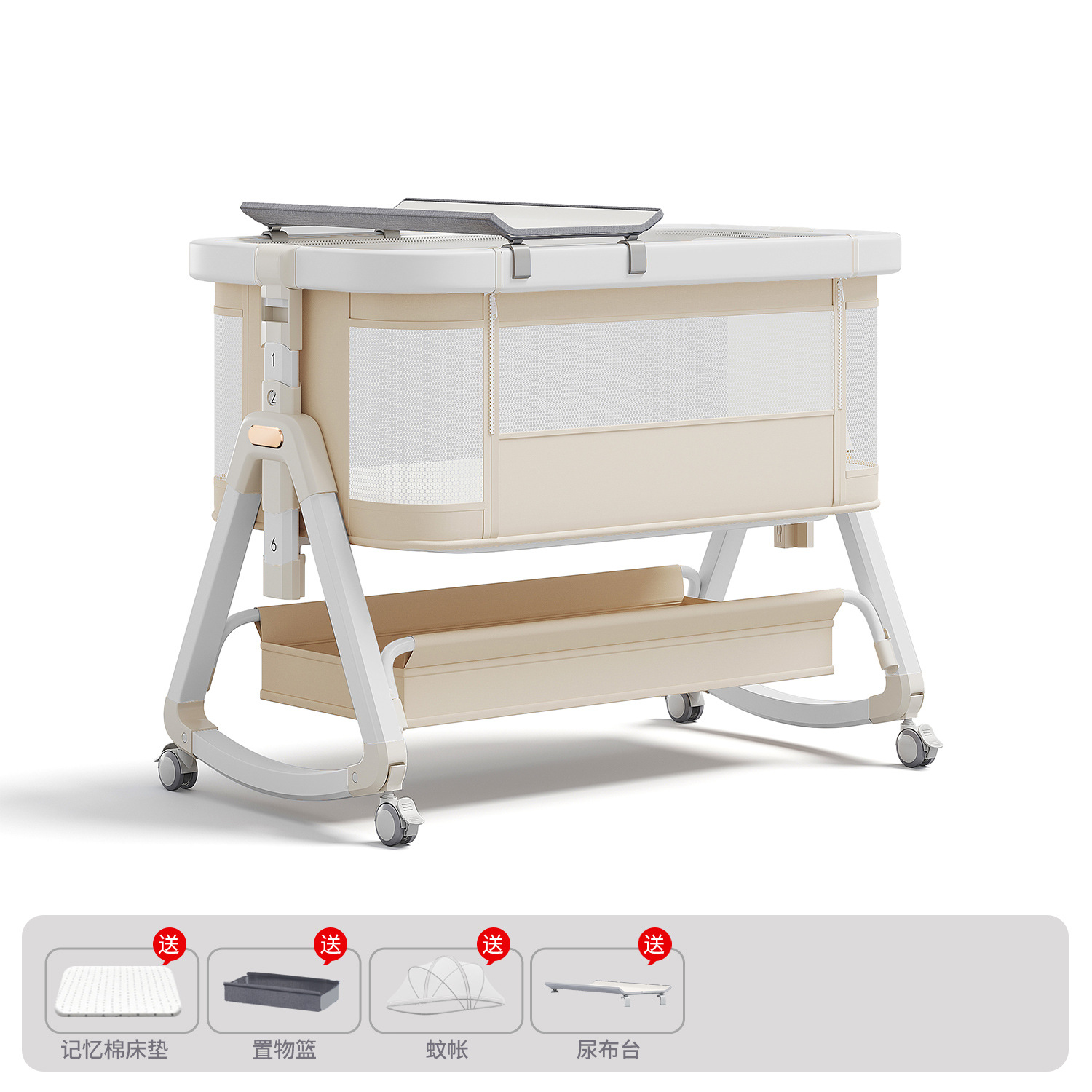 Cama de aleación de aluminio móvil portátil cuna cama plegable multifuncional bb cama recién nacida cama de empalme