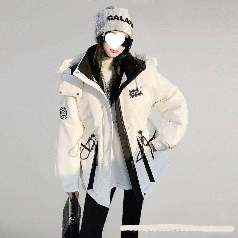 Elite winter small keep warm trench coat with down with hood