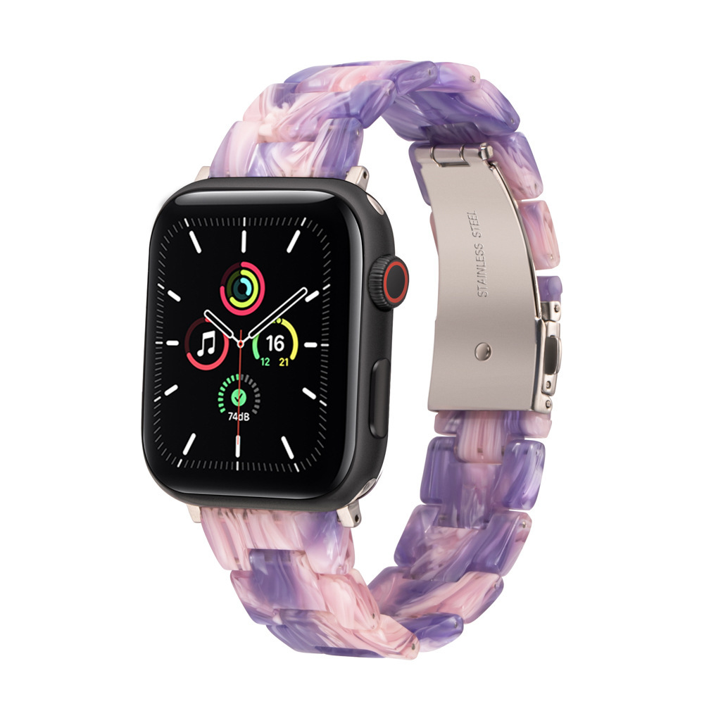 适用于apple watch8表带新款极光色树脂iwatch4567苹果se幻彩表带