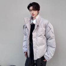 自家图 秋冬保暖加厚立领棉服外套金属环扣男女短款棉衣