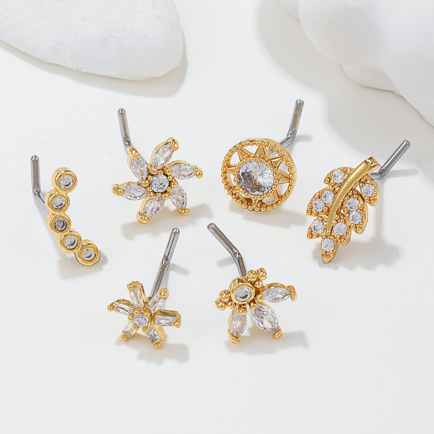Fashion Geometric Copper Plating Zircon Nose studs 1 Piece