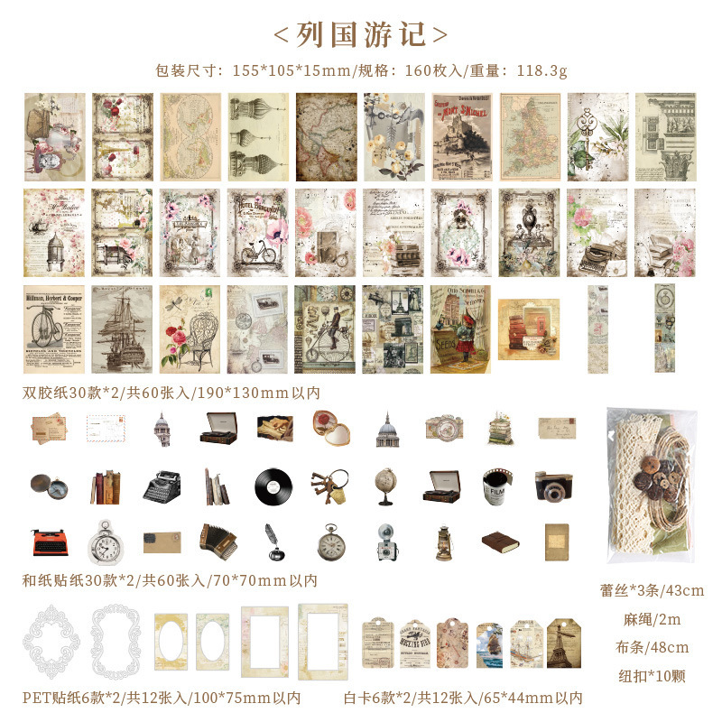 Anochecer serie de regalos American retro material decorativo papel DIY diario nota Collage tarjeta papel de Nota No adhesivo