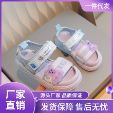 2024年夏季儿童渐变色运动卡通女童凉鞋小女孩韩版露趾沙滩鞋