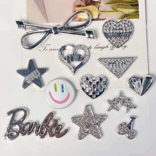 Advanced Metallic silver Electroplated Love Bow Tie Accessories Mobile Phone Case Hole Shoes Hairpin Diiy Material
