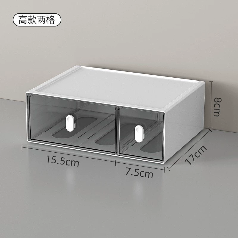 Combination Drawer Organizer Box, HIPS+PS+PP Desktop Storage, 23.5×17.5×8.5 cm