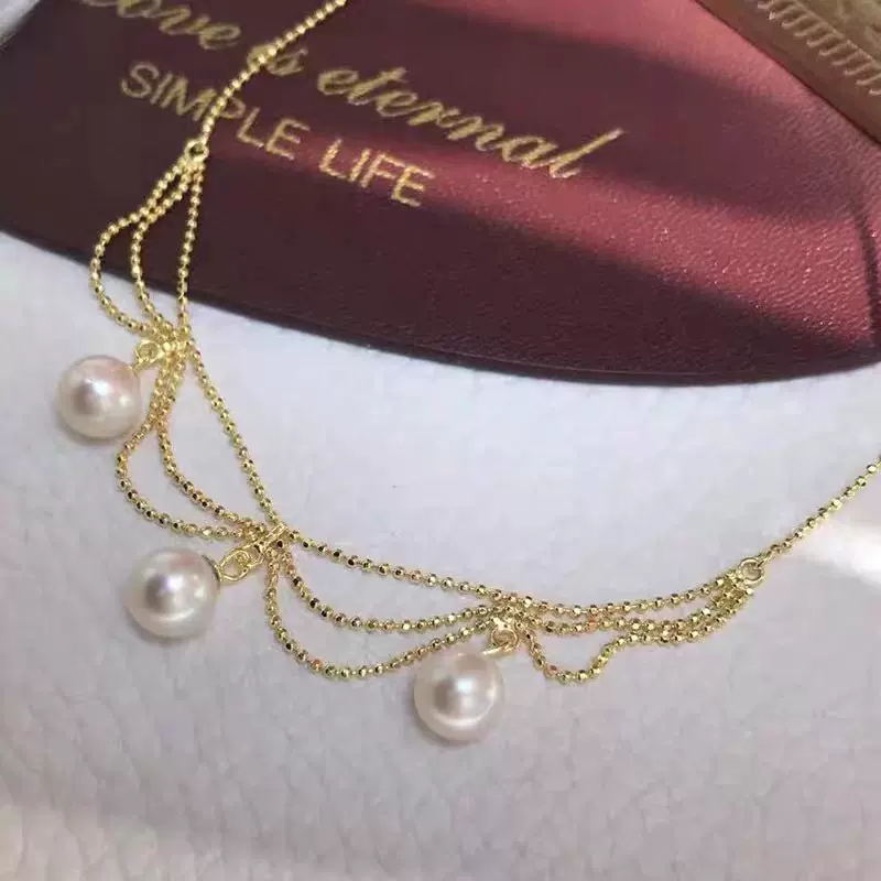 夏季项链天然淡水珍珠蕾丝项链流苏款珍珠项圈百搭小众温柔气质款