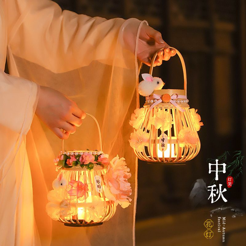 摆摊灯笼古风藤编手工diy材料包手提发光花灯汉服拍照道具|undefined