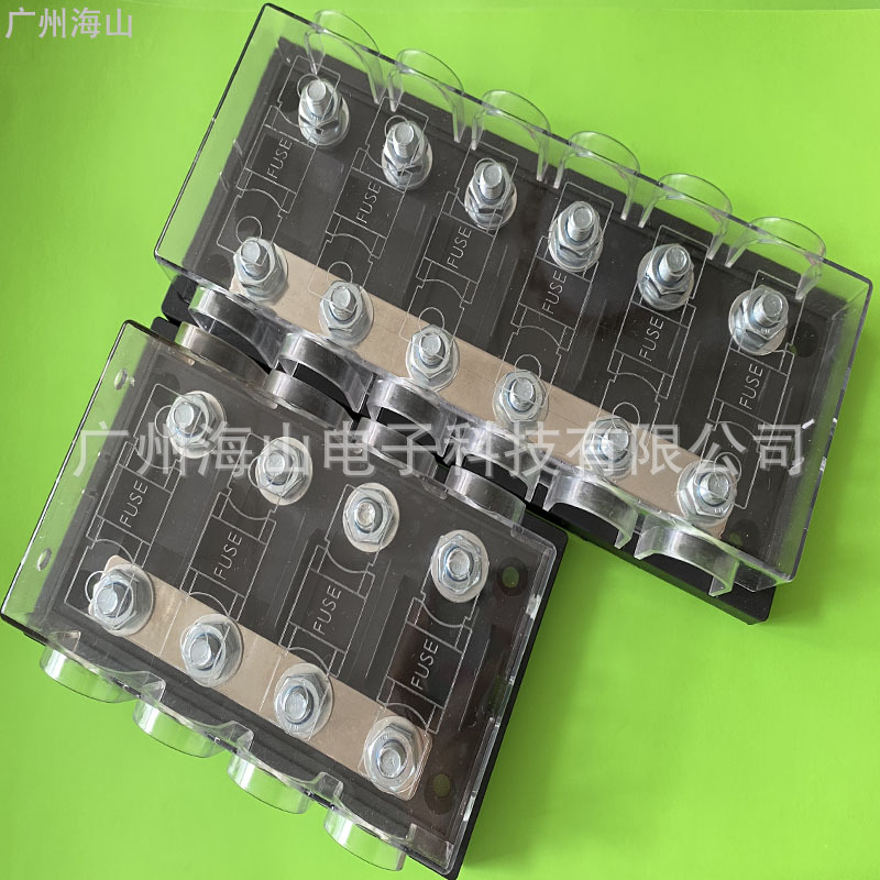 ANM-E圆孔保险片大圆孔双位座盒  单位座全黑色 透明盖黑底一位座