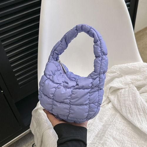 Cloud handbag, pleated bubble elastic embroidered armpit bag, personalized design down bag, trendy foreign trade women's bag