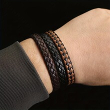 K 65181 PU Braided Leather Bracelet ��֯Ƥ���ֻ� �羳��