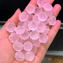 天然星光粉雕刻牡丹花裸石粉粉嫩嫩透体雕工细腻可搭配手链批发