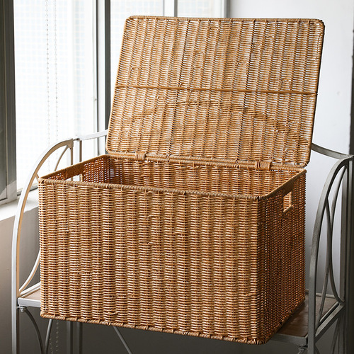 Nordic style extra large imitation rattan storage box box basket household clothes box moving storage artifact with lid