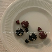 复古轻奢风大小球双面耳环浮蜜蜂高级感气质小众925银针个性女~