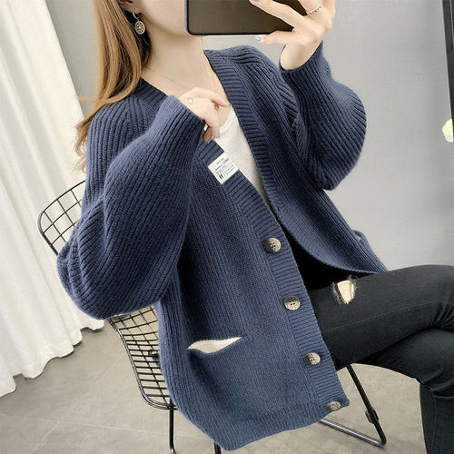 Cardigan Knit Coat for Women - Korean Style, Autumn/Winter Women's Loose Casual Fashion Trendy Retro Outerwear Sweater