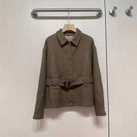 深圳南油25早秋款帅气复古风单排扣翻领收腰显瘦亚麻夹克外套女