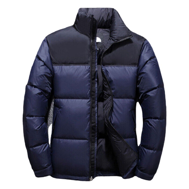 Los hombres jóvenes abajo chaqueta de pato blanco de los hombres abajo pareja con capucha abajo chaqueta de los hombres engrosada con capucha caliente chaqueta impresa logotipo