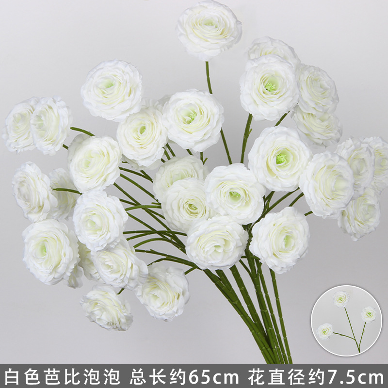 Bodas de flores de seda de imitación blanca flores falsas decorativas floral sala de bodas floral hogar ramo único camino de introducción de flores