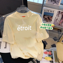 学院风小清新日系短袖宽松字母T恤胖mm大码女装oversize夏季上衣