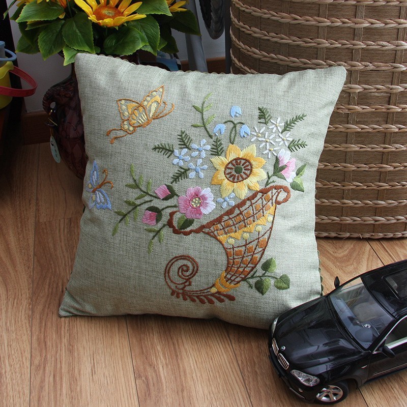 Jinhao bordado fábrica al por mayor hecho a mano bordado Cruz puntada DIY cinta bordado cojín almohada Guangzhou 04