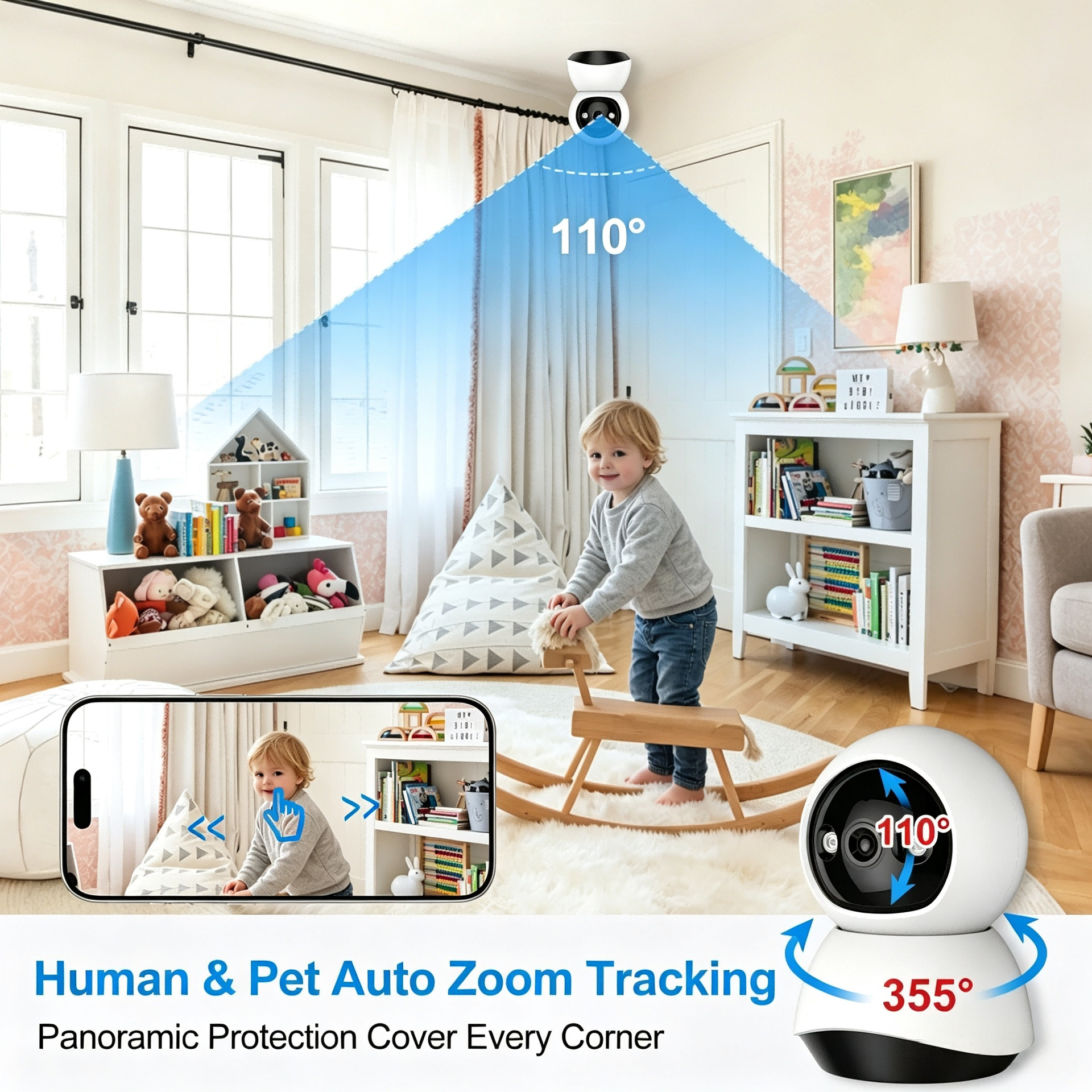 Tuya HD Surveillance Camera Plug-in Home Security Smart Phone Remote Control Wireless Network Indoor No Blind Spots WiFi