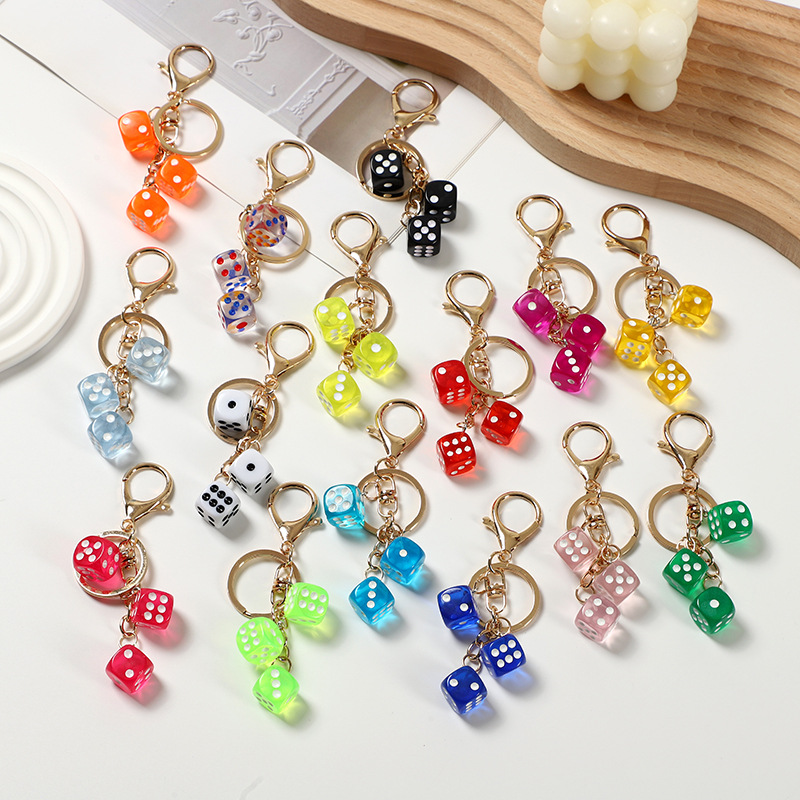 Resin Dice Keychain Pendant Bag Accessory Decoration Small Gift Hot-Selling Wholesale Mobile Phone Chain Cross-Border Hot Sale