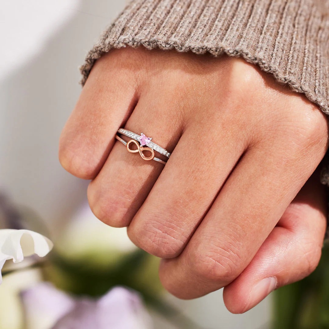 7g Weight 925 Sterling Silver Zircon Infinity Heart Shape Rings