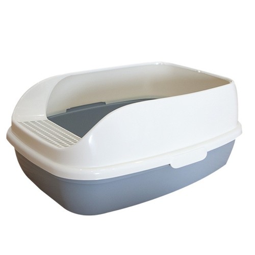 Large Cat Litter Box Pet Cleaning Supplies High Fence Splash-Proof Semi-Closed Cat Litter Pan with Removable Litter Box