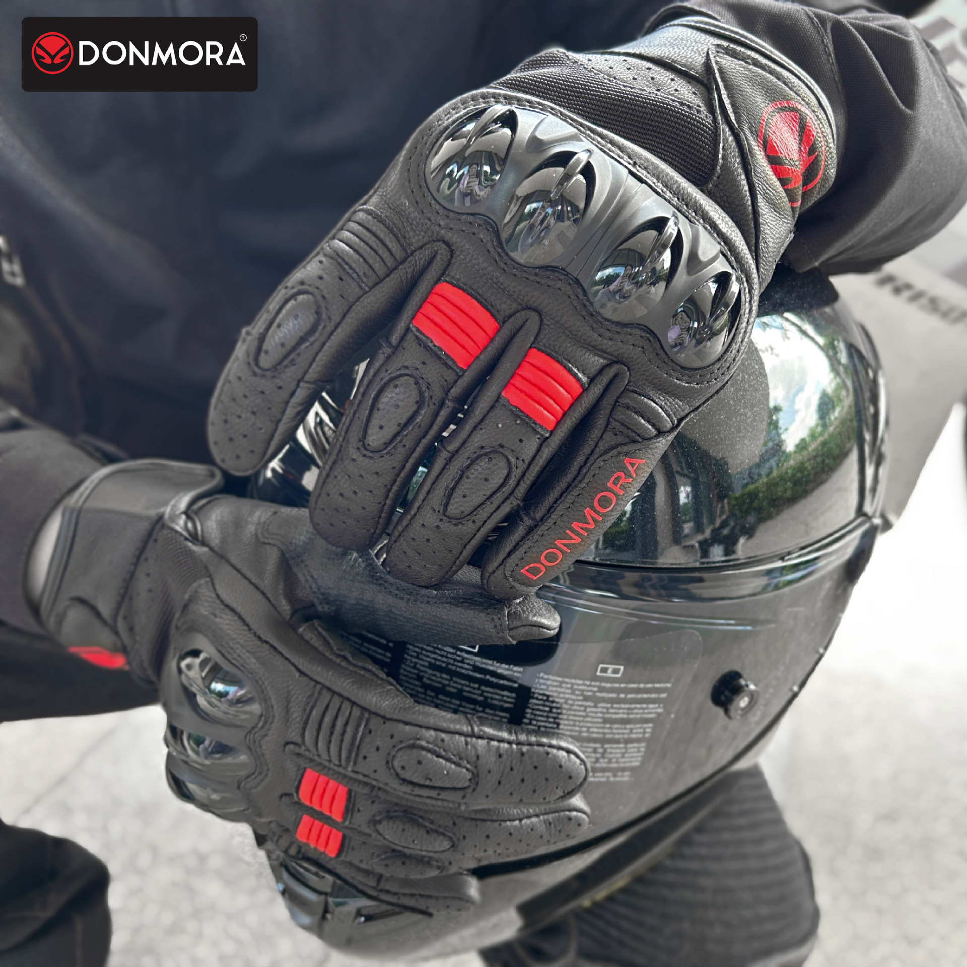 Motocicleta Guantes de cuero Motocicleta Ciclismo Four Seasons Universal Impermeable Hombres Mujeres Carreras PU Carcasa dura todoterreno