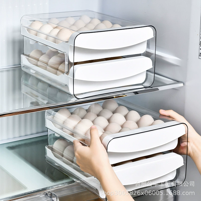 Household refrigerator egg storage box drawer -style stacking capacity kitchen eggs preserved box PET refrigerator box