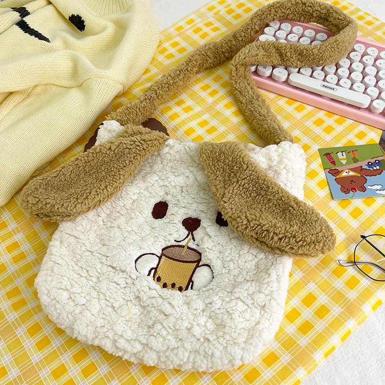 This autumn and winter hand-held bag with big ears, cute animal-embroidered fur, and a simple lambskin large-capacity student backpack undefined