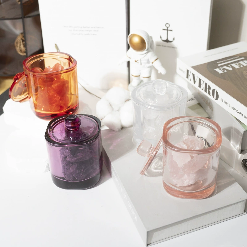 Аромадиффузор без огня, цветная стеклянная банка, кристаллический необработанный камень, украшения, стеклянный стакан, ароматический стакан, сувенир