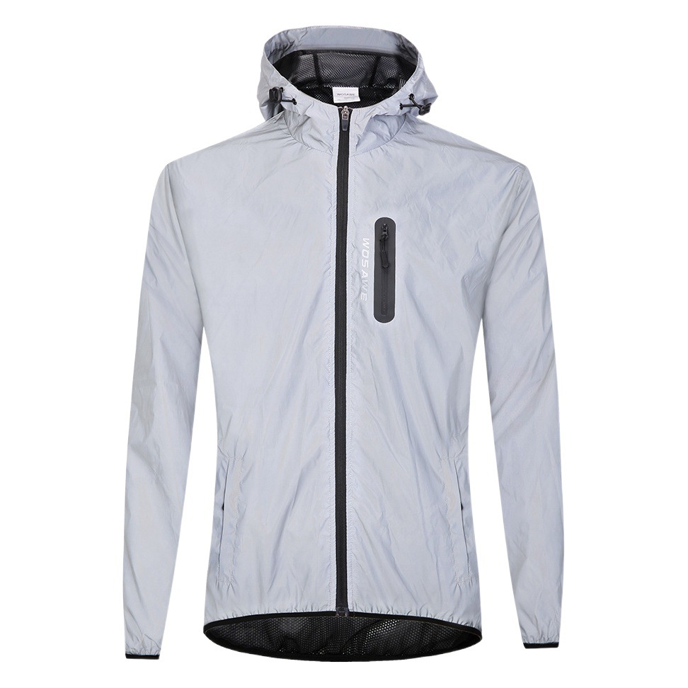 WOSAWE suministro transfronterizo ciclismo completo reflectante chaqueta con capucha chaqueta noche corriendo a prueba de viento chaqueta cortavientos a prueba de lluvia