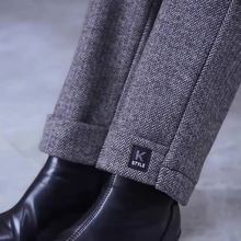 女士冬季裤子加绒呢子阔腿筒裤中年妈妈秋冬长裤外穿百搭九分裤子