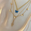 Cute necklace, blue chain, set, 2022 collection, simple and elegant design, bright catchy style