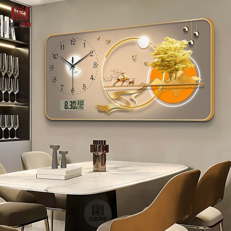2026 New Modern Restaurant Decoration Electronic Perpetual Calendar Wall Clock for Living Room Background Wall Dining Room Clock Painting 2026 New Modern Restaurant Decoration Electronic Perpetual Calendar Wall Clock for Living Room Background Wall Dining Room Clock Painting
