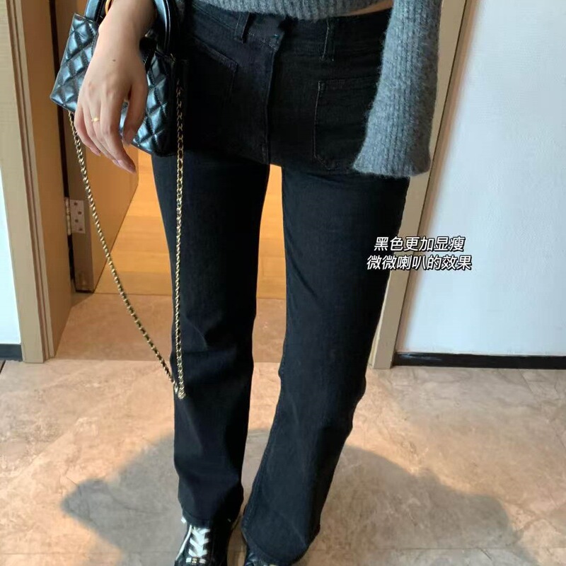 081007早秋新款2025年小个子紧身休闲宽松显瘦弹力微喇牛仔裤百搭|undefined