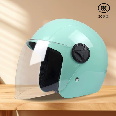 Men, Warm Half Helmet, Battery Vehicle – Motosiklet kaskı (dəbilqə) - 3c-certification-blue-frosted-texture
