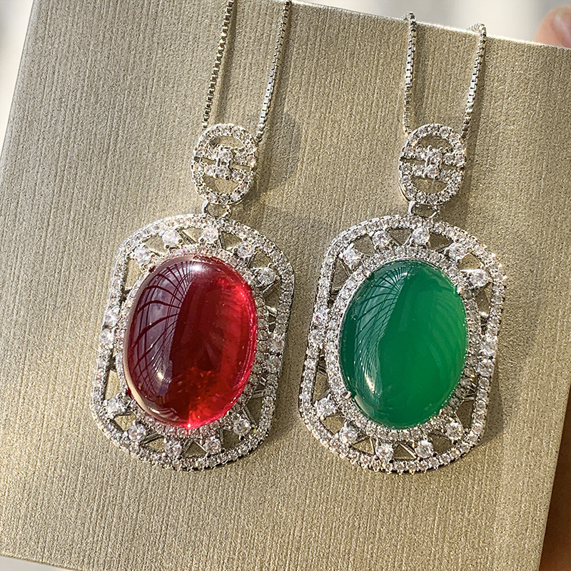 Zhuang Sheng joyería fondo de cobre chapado en oro hielo plantación fluorescente denier llanura brillante cuadrado colgante piedra principal 13*18