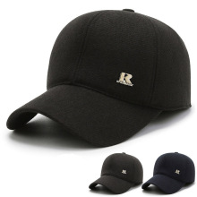 中老年帽子男士冬季护耳后封口棒球帽加绒加厚骑车防风男士鸭舌帽