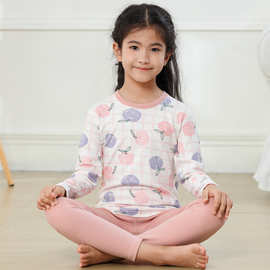 2023儿童秋衣秋裤套装全棉 女童保暖家居服8090 宝宝羊毛拉架内衣