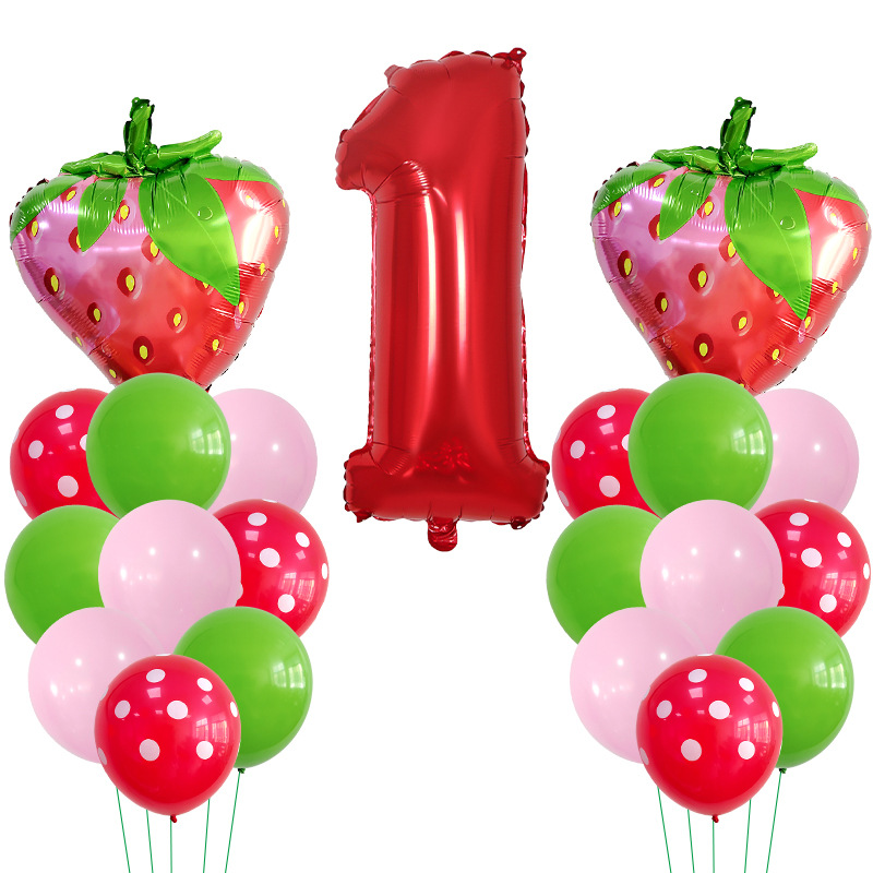 Casual Cute Number Strawberry Aluminum Film Birthday Festival Balloons display picture 7