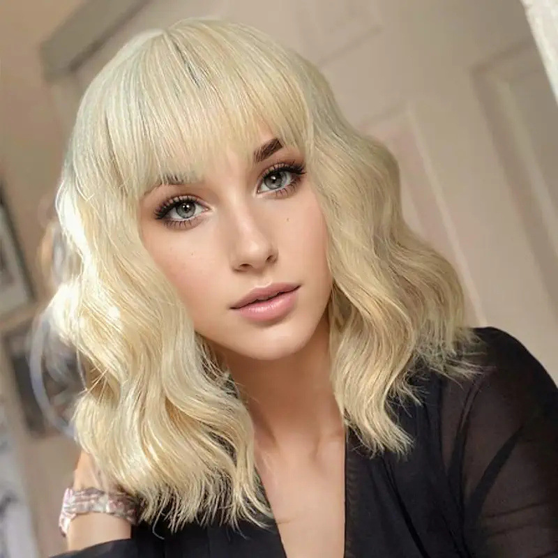 Cross-Border E-Commerce Amazon European and American Wigs, Multi-Color Medium-Length Wavy Hairpieces with a Large Middle Parting