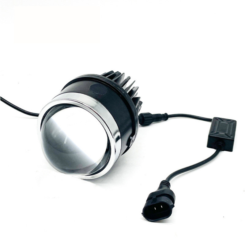 3 pulgadas lámpara de niebla tricolor amarillo y blanco doble lente de luz LED para automóviles