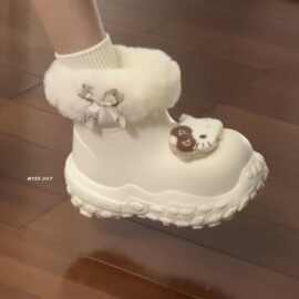 网红超火毛茸茸厚底增高雪地靴女2026冬季新款防滑防水东北大棉鞋
