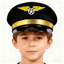 儿童万圣节帽子飞行员表演制服派对演出可调节儿童机长帽角色扮演