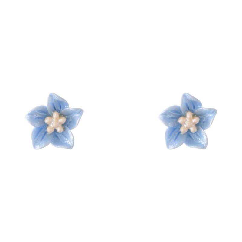 Pendientes de flores azules estilo coreano, estilo ins, dulces y delicados, pequeños y versátiles, novedad de verano 2025 image 5