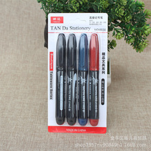 一卡4支記號筆 紅黑藍三色油性筆套裝 大頭筆 油性不可擦墨水筆