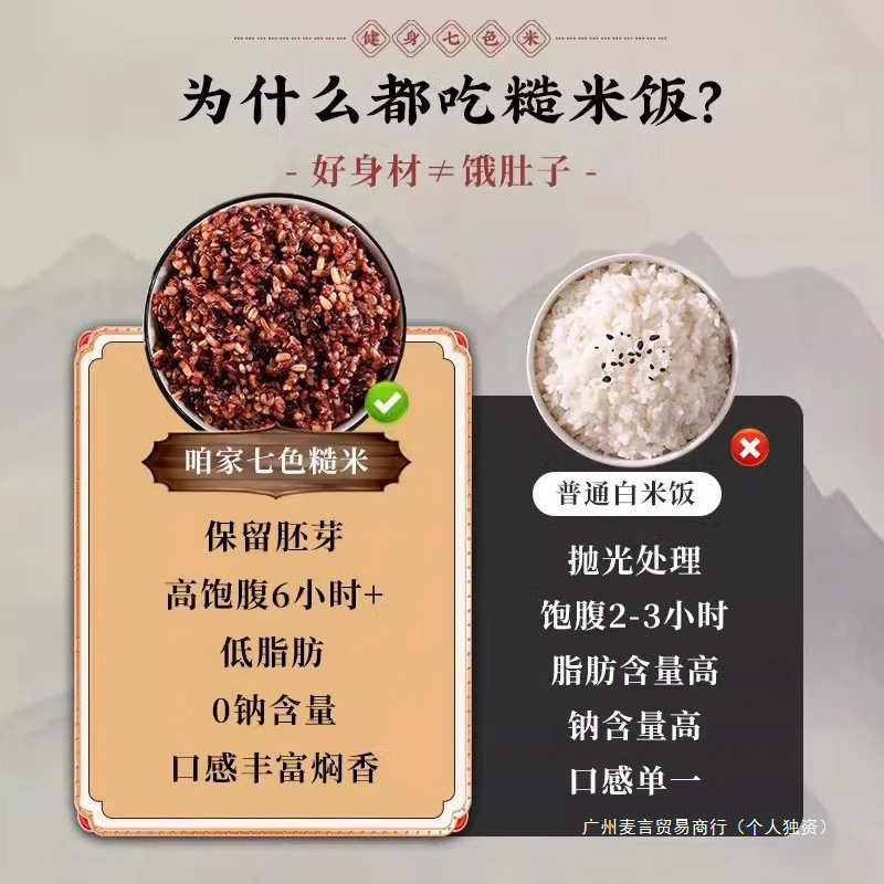东北七色糙米5斤五谷杂粮饭健身粗粮主食五色糙米新米组合饭三色