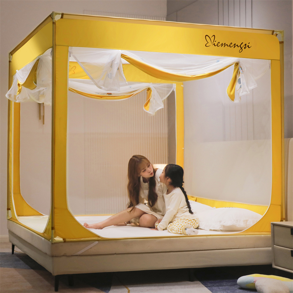 Embroidered Anti-Fall Mosquito Net for Home Bedroom Baby and Child Anti-Fall Bed Fence Zipper Full-Cover Anti-Fall Mosquito Net