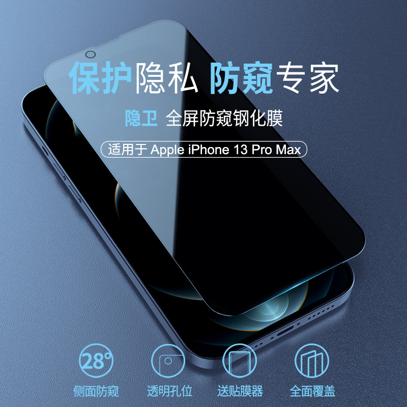 Nelkin para Apple iPhone14 Pro MAX baño oculto Pantalla Completa Peep-Prueba de película templada iPhone13